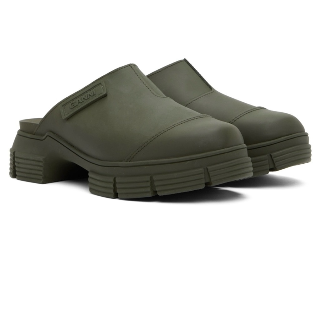 GANNI KHAKI CITY SLIPPERS